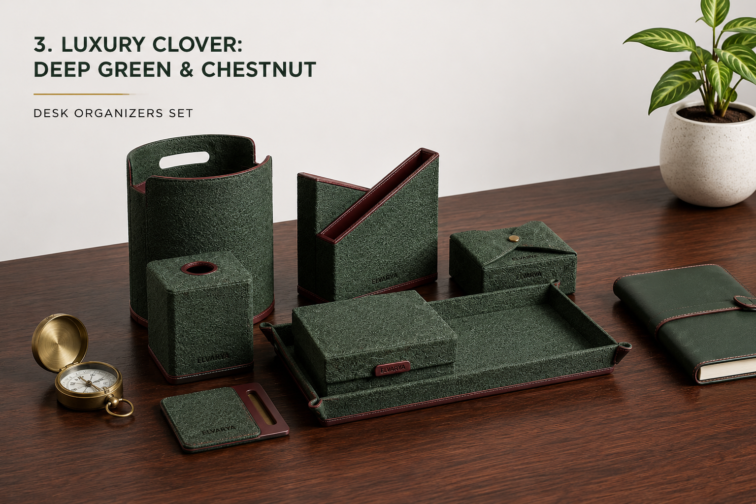 Luxury Clover desk organiser set